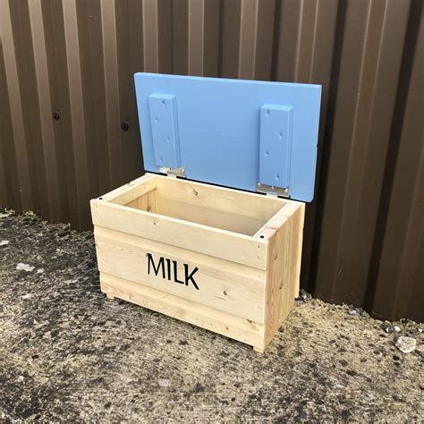 wood milk box for metal boxdoorstep|Doorstep Metal Milk Box .